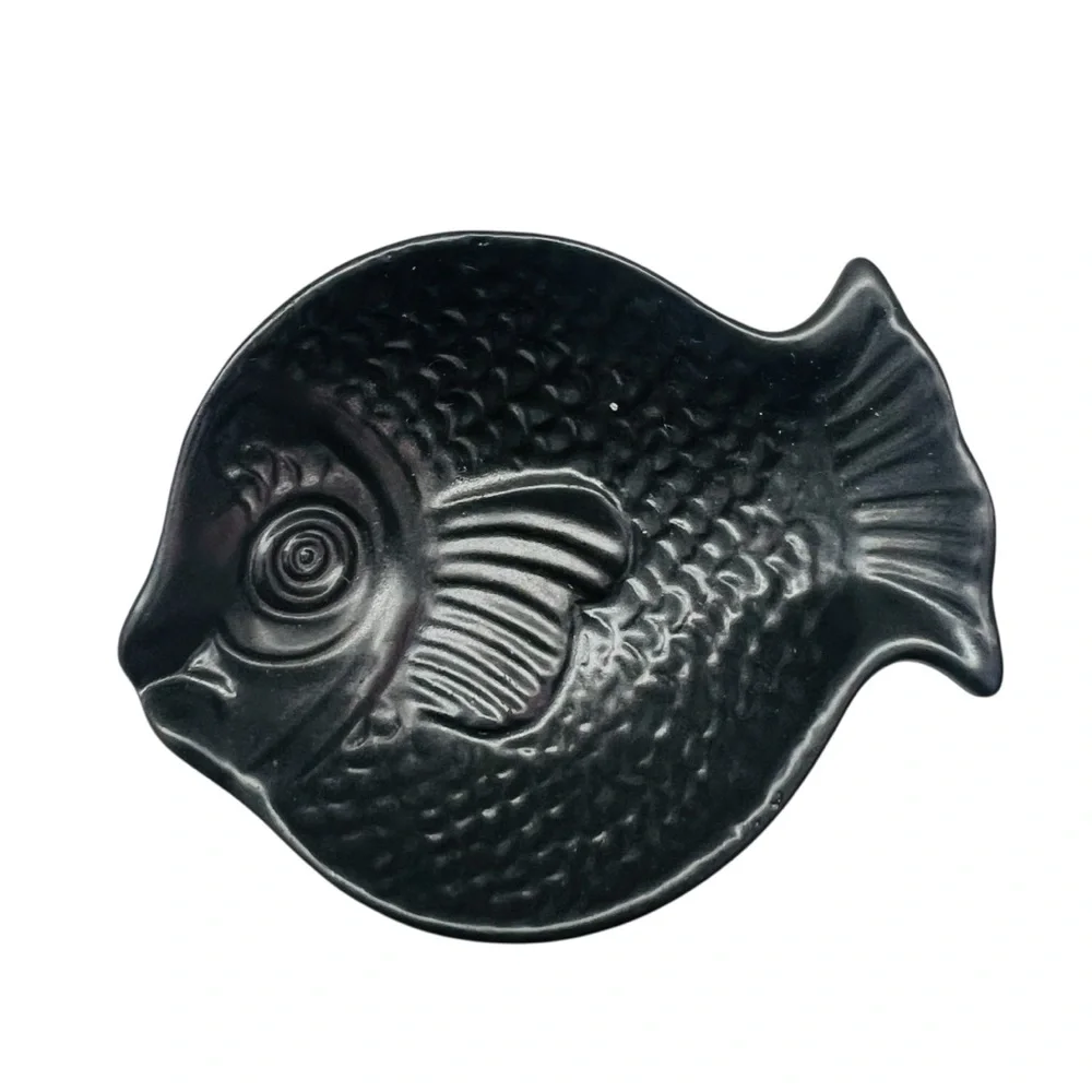 Vintage Black Fish-Shaped Trinket Dish